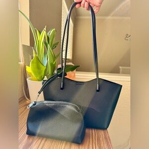 SOLD- Antik Kraft black east west shoulder bag with zip pouch